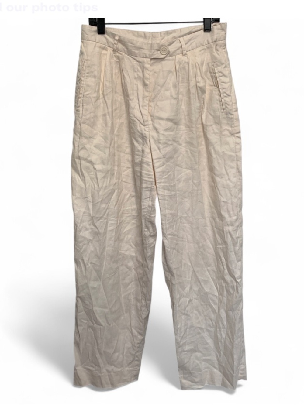 Corey Lynn Calter Linen Blend White Wide Leg High Waisted Pants